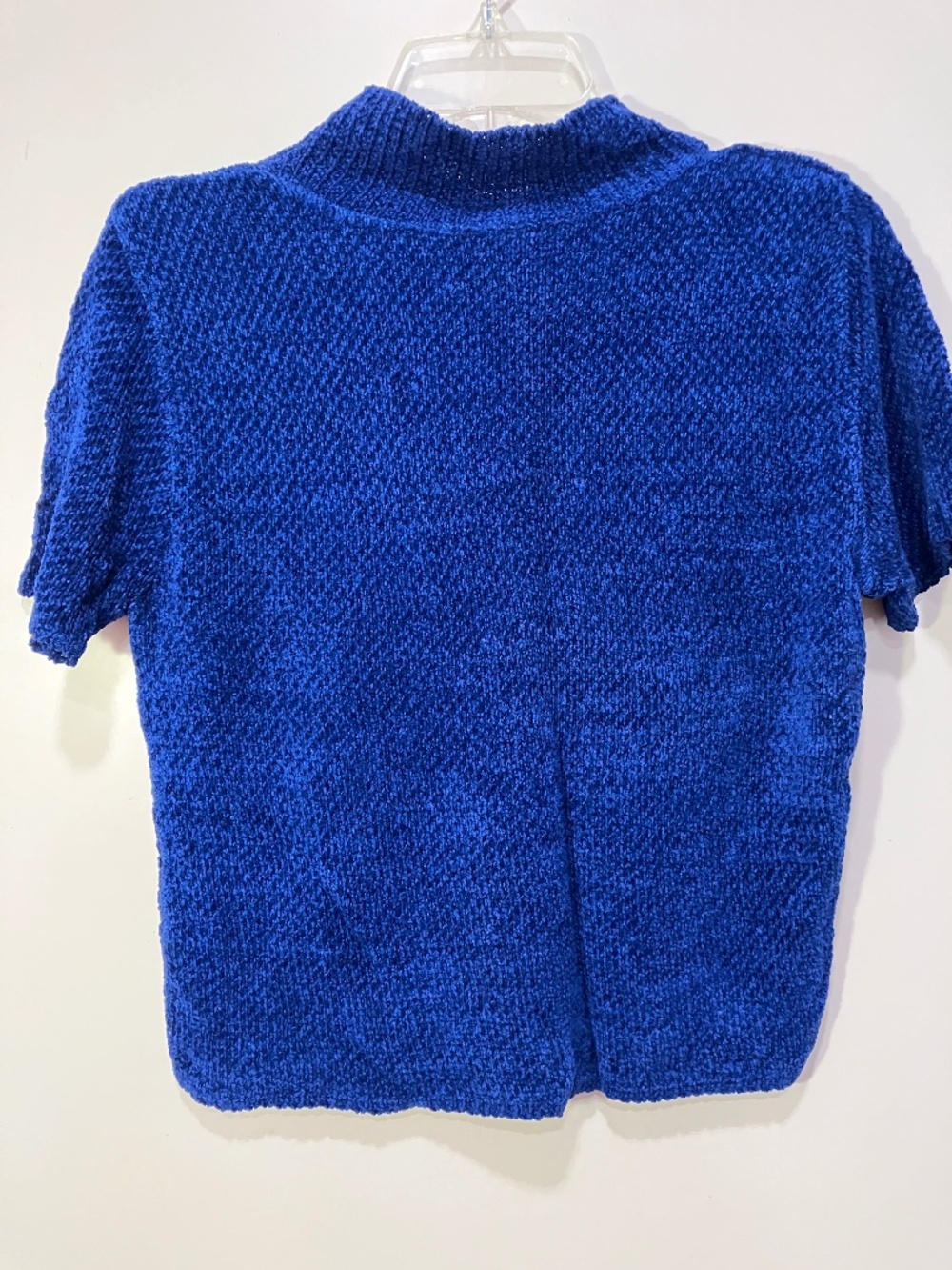 Karen Scott Medium Chenille cobalt blue short sleeve sweater